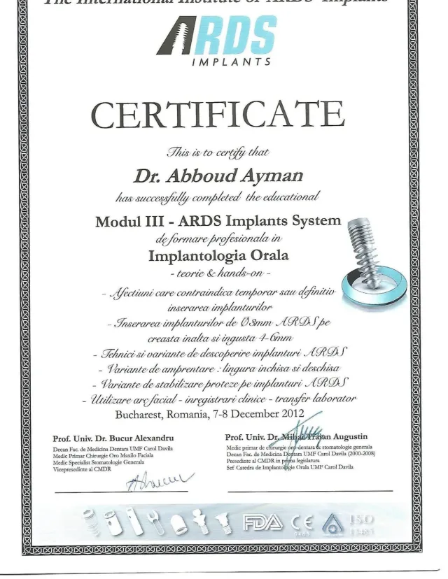 Diplomă 3 — Dr. Ayman Abboud